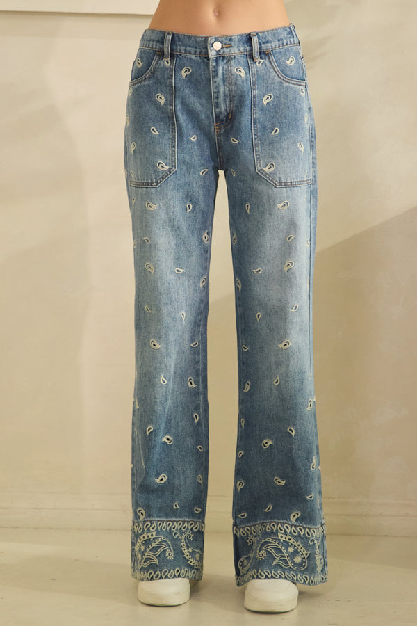 All Over Paisley Denim Jeans