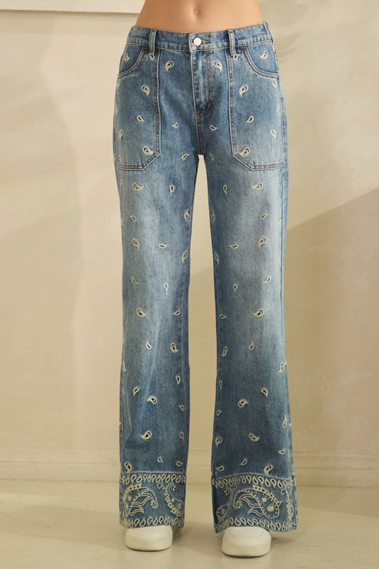 All Over Paisley Denim Jeans