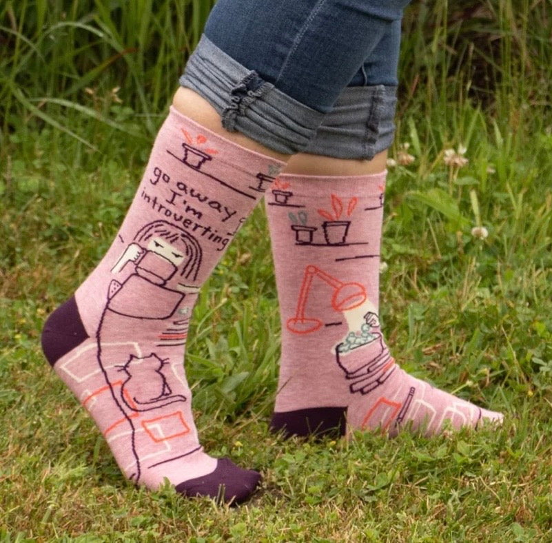 Go Away I’m Introverting Crew Sock