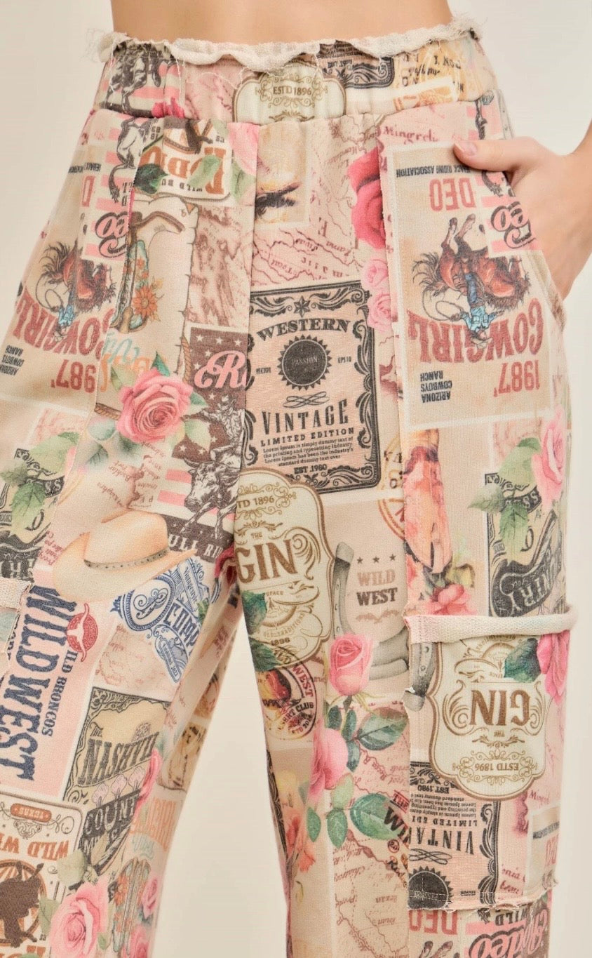 Printed Terry Lounge Pants