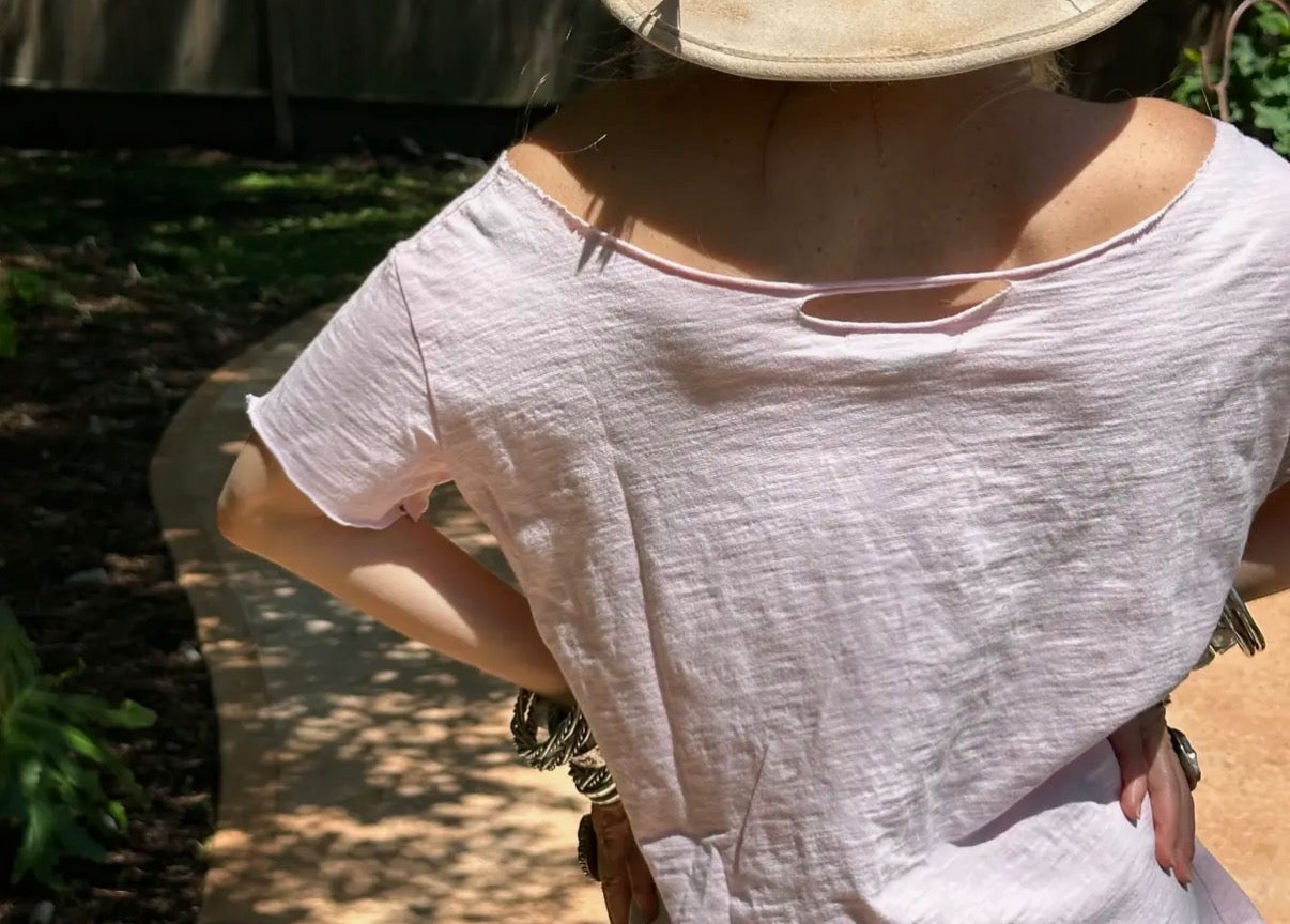 Light Pink Ripped Tattered Shirt
