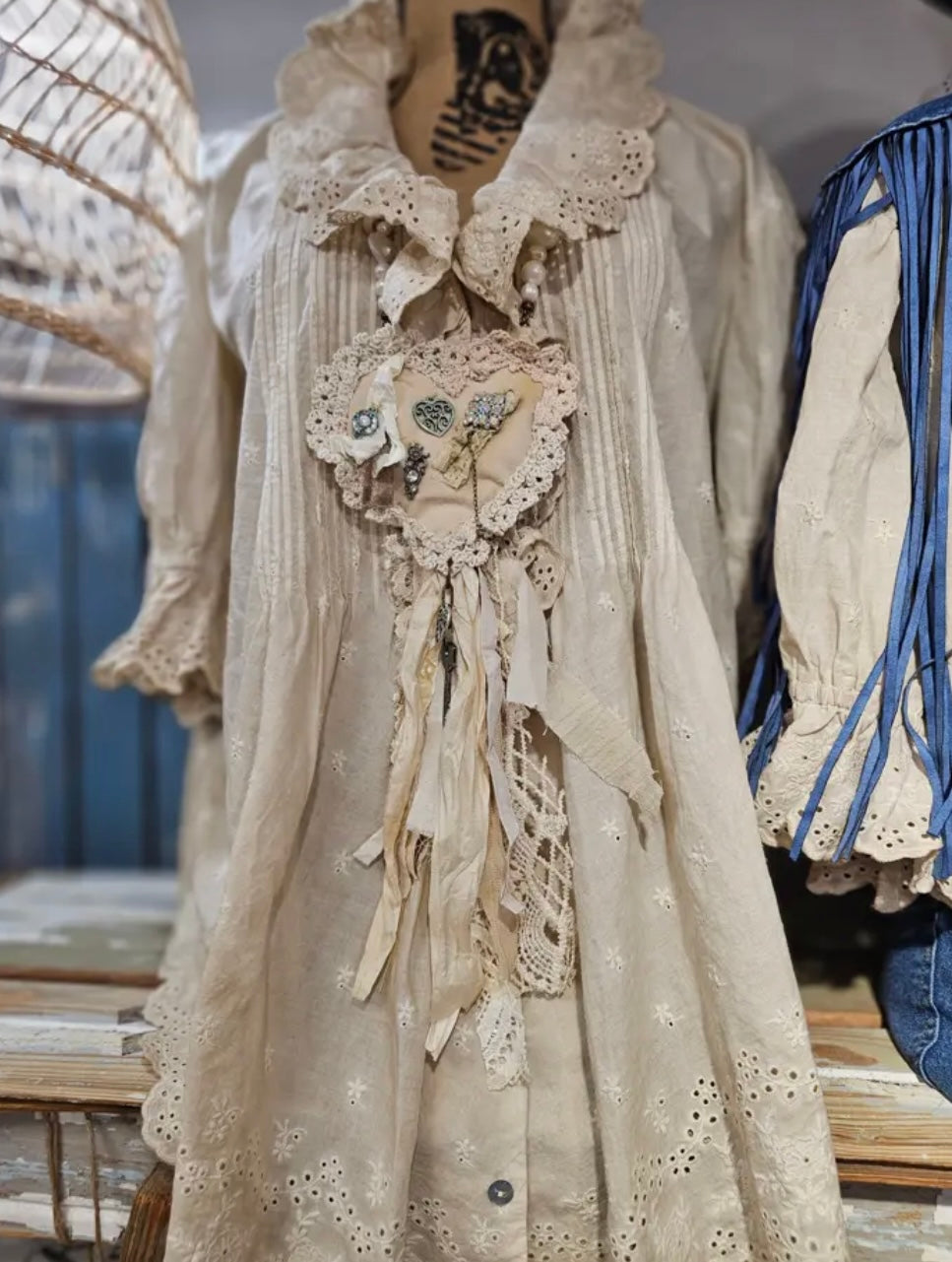 Eyelet Linen Cream Top