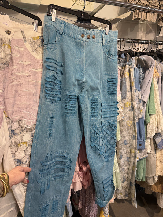 Distressed Patchwork Pants