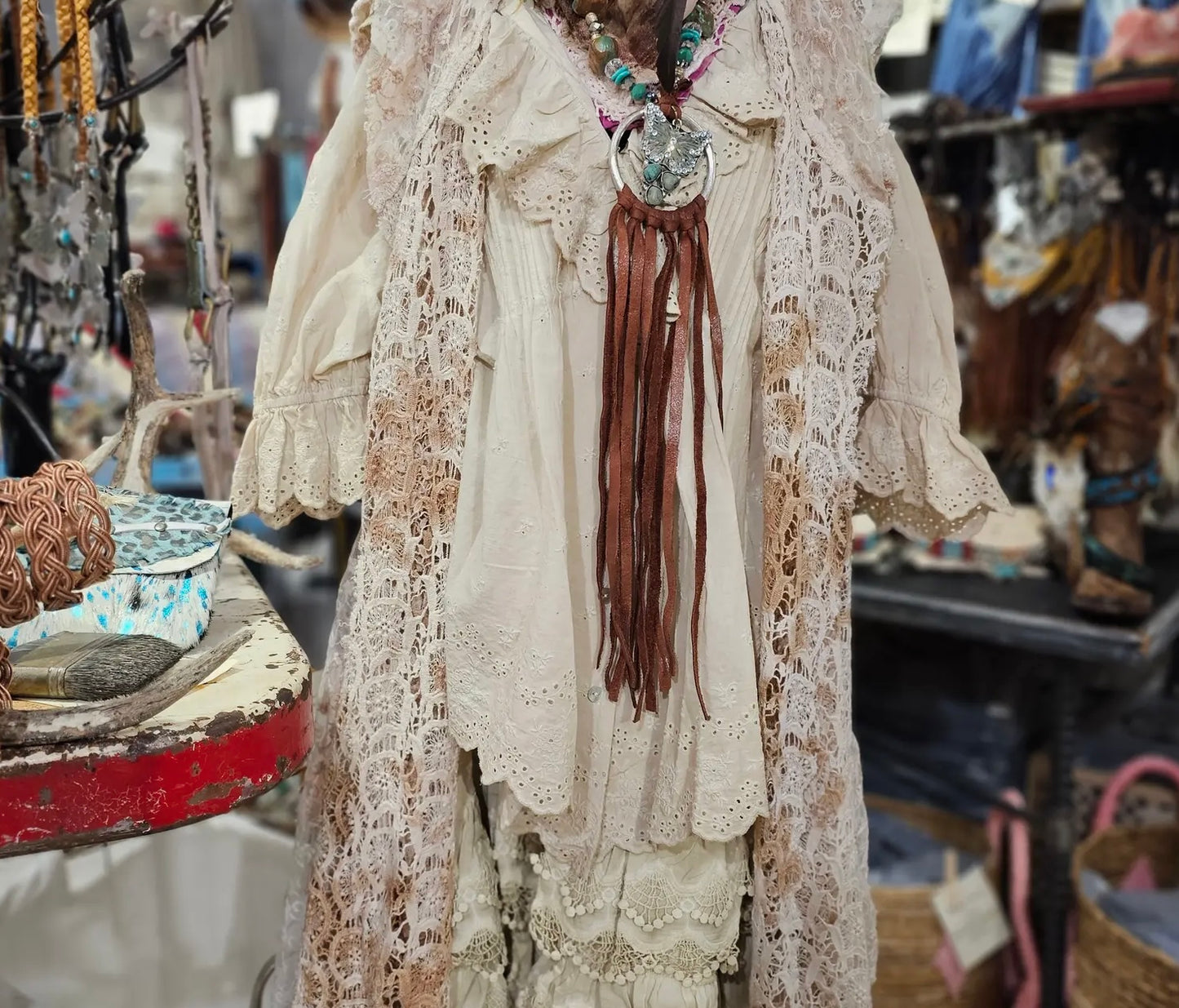Eyelet Linen Cream Top
