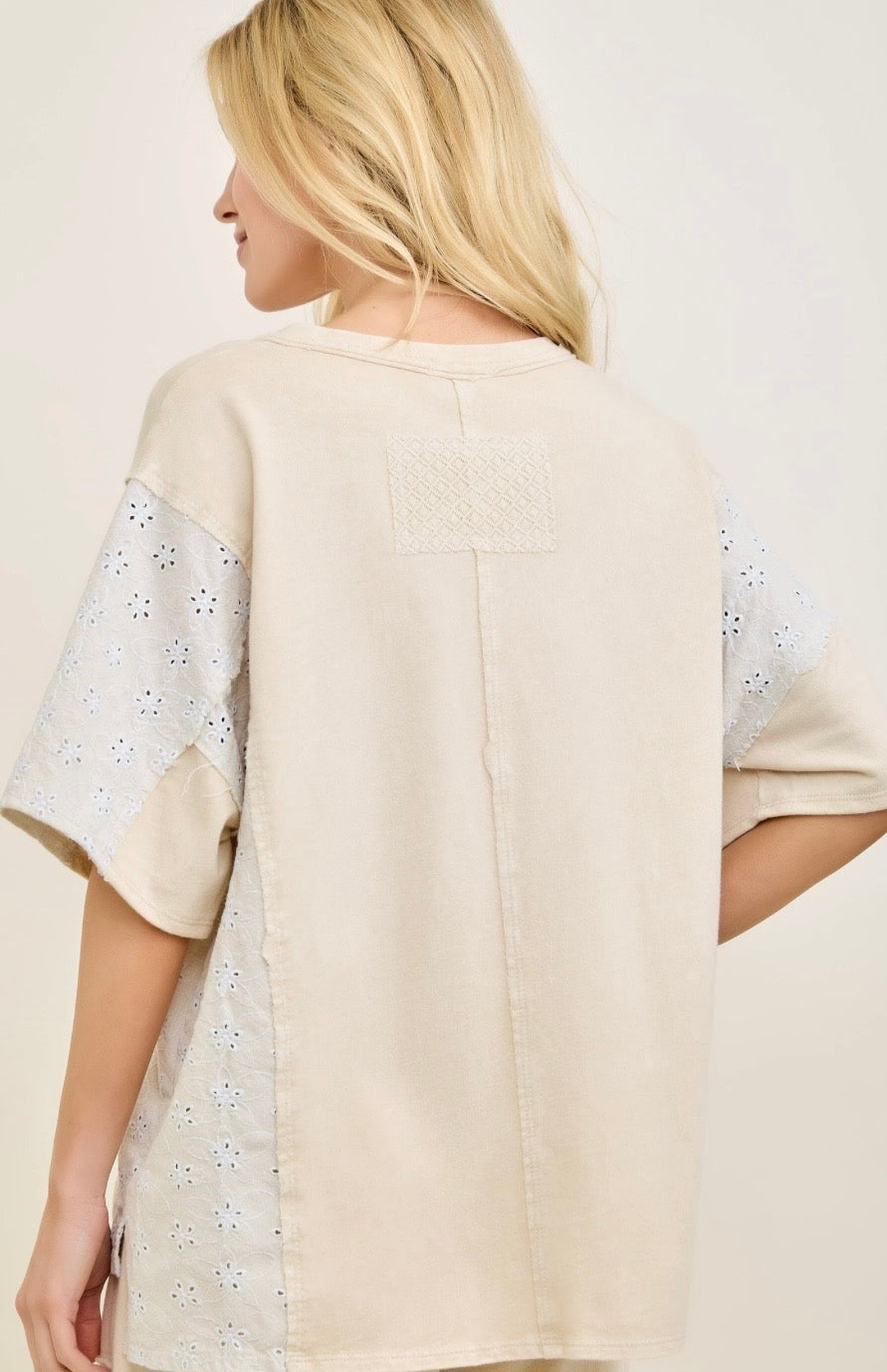 JHer Patchwork Top-Natural