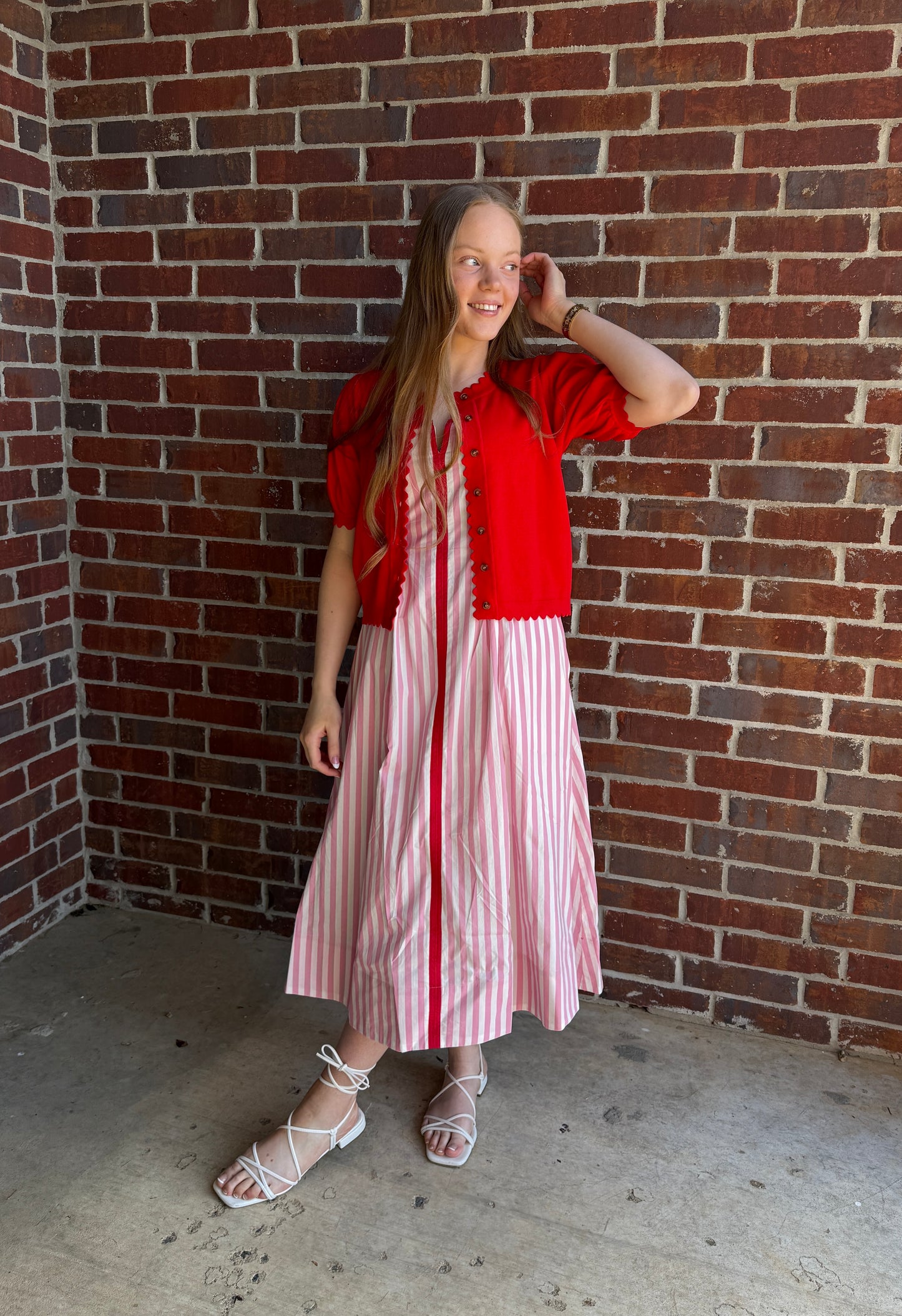 Striped Contrast Midi Dress