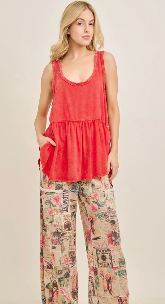 Printed Terry Lounge Pants