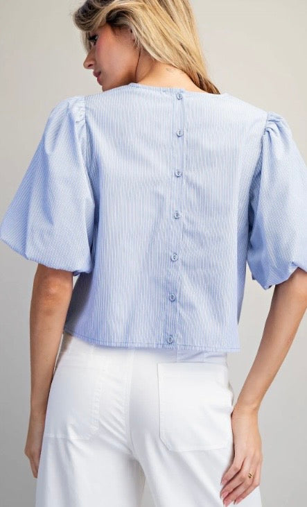 Striped Self Tie Blouse