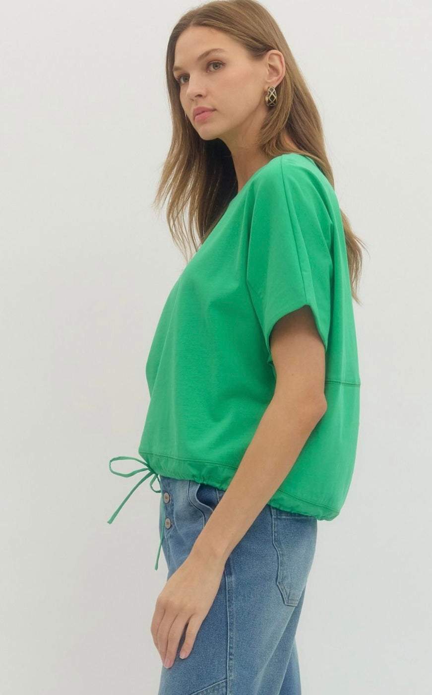 Solid Drawstring SS Top