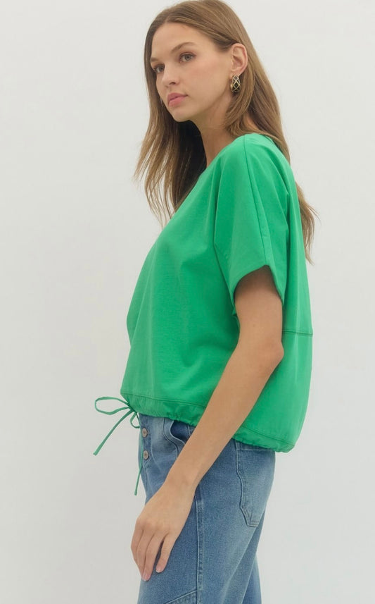 Solid Drawstring SS Top