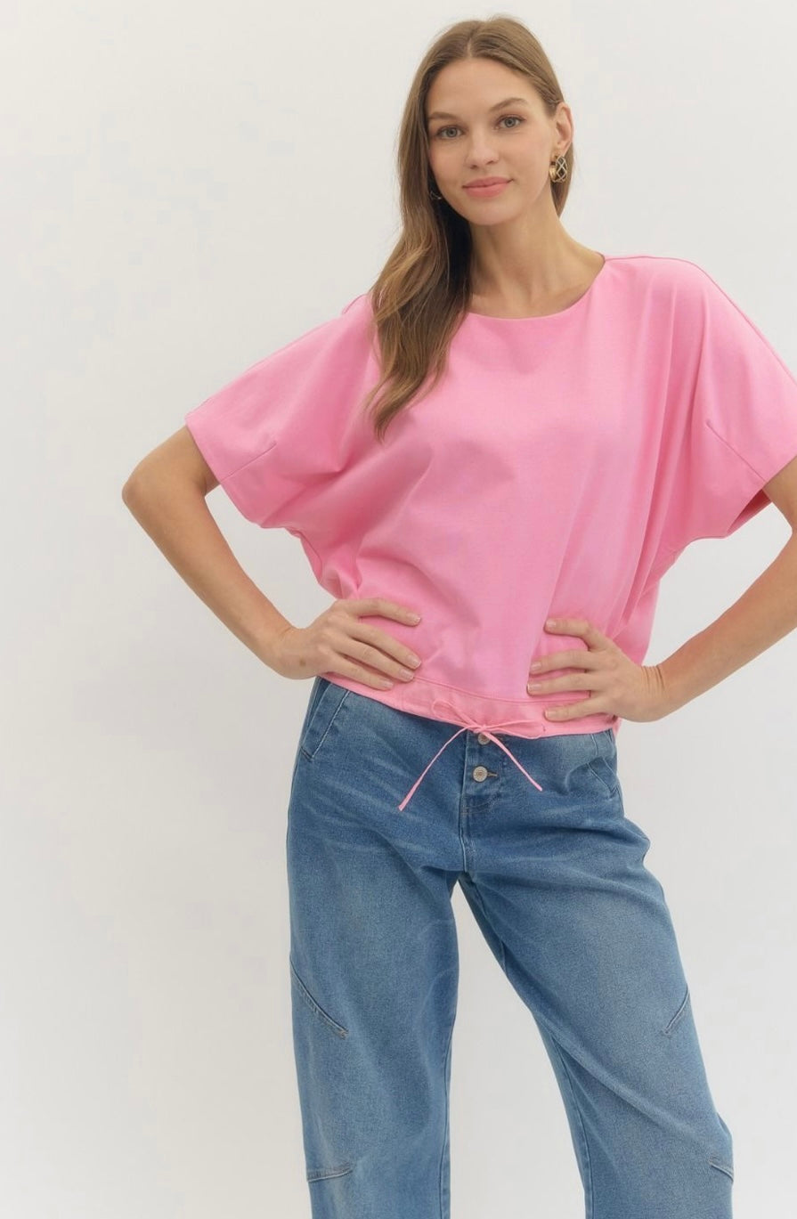 Solid Drawstring SS Top