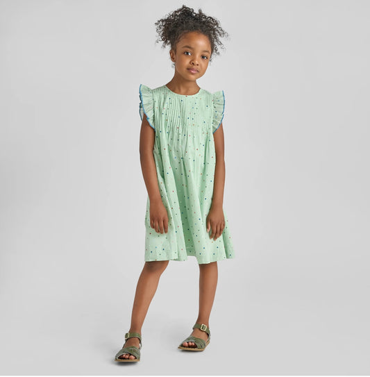 Jaipur Dress-Pastel Green Polka Dot
