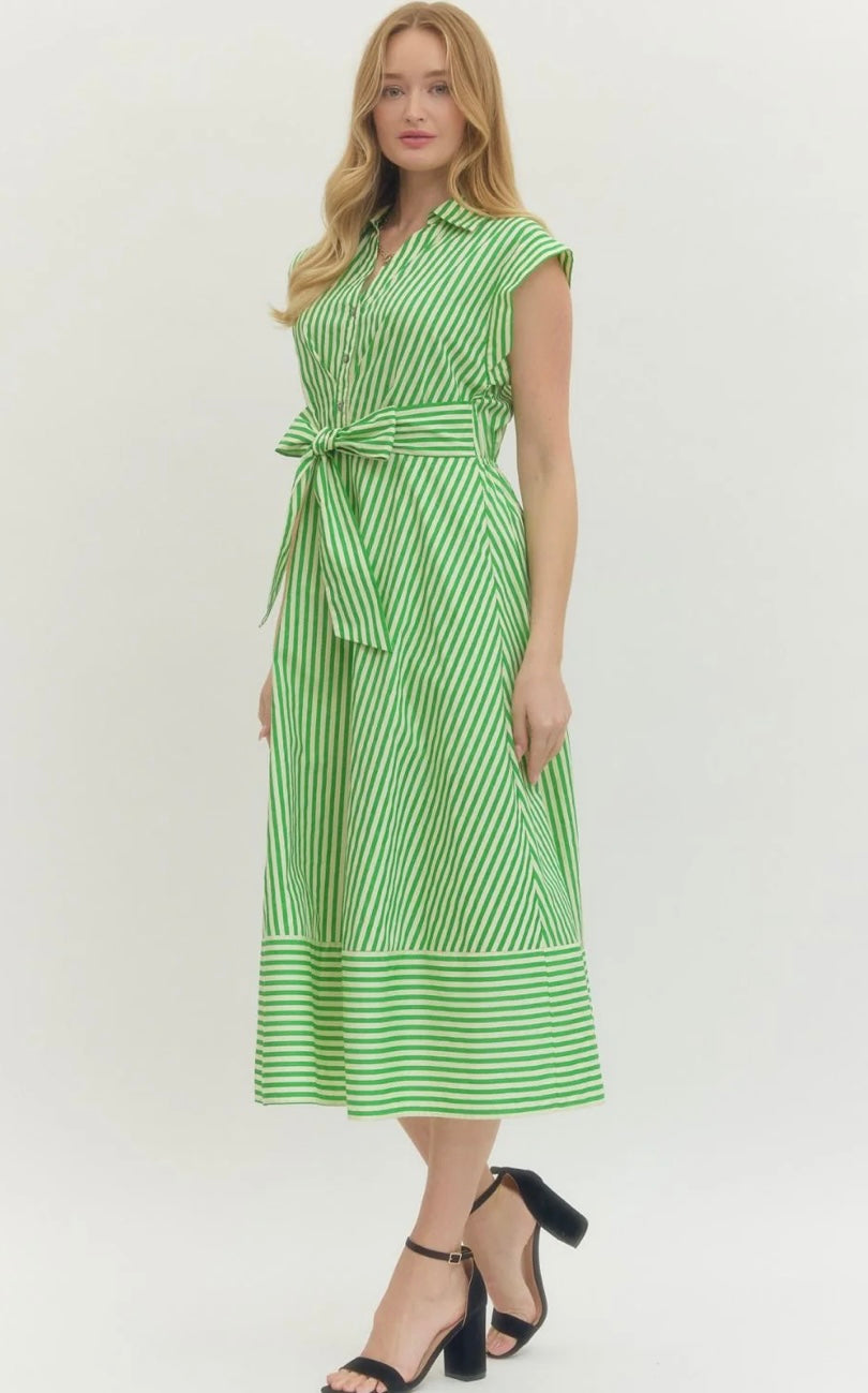 Cap Sleeve Striped Dress