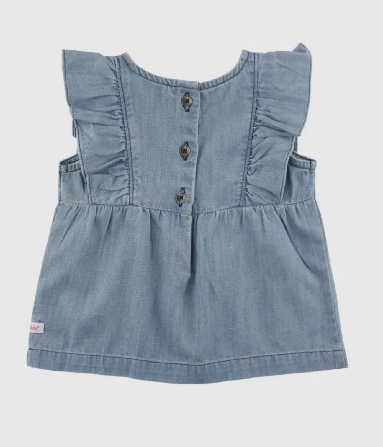 Girls Light Wash Denim Classic Ruffle Tank