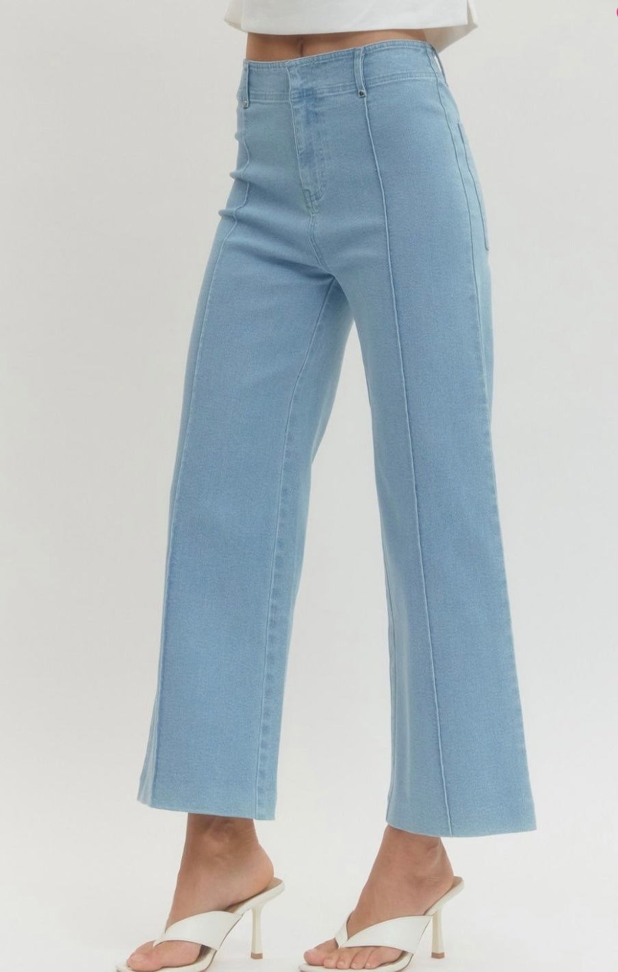Wide Leg Pants with Front Seam Detail
