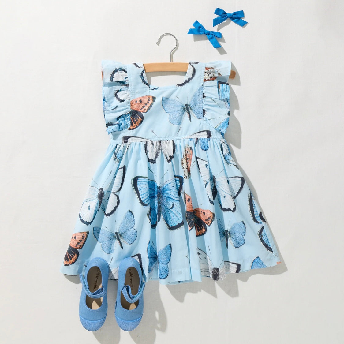 Elsie Dress-Blue Vintage Butterflies