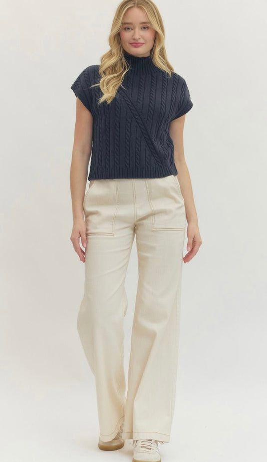 Cable Knit SS Sweater