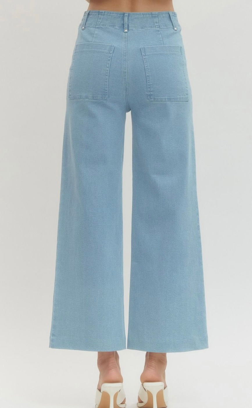 Wide Leg Pants with Front Seam Detail