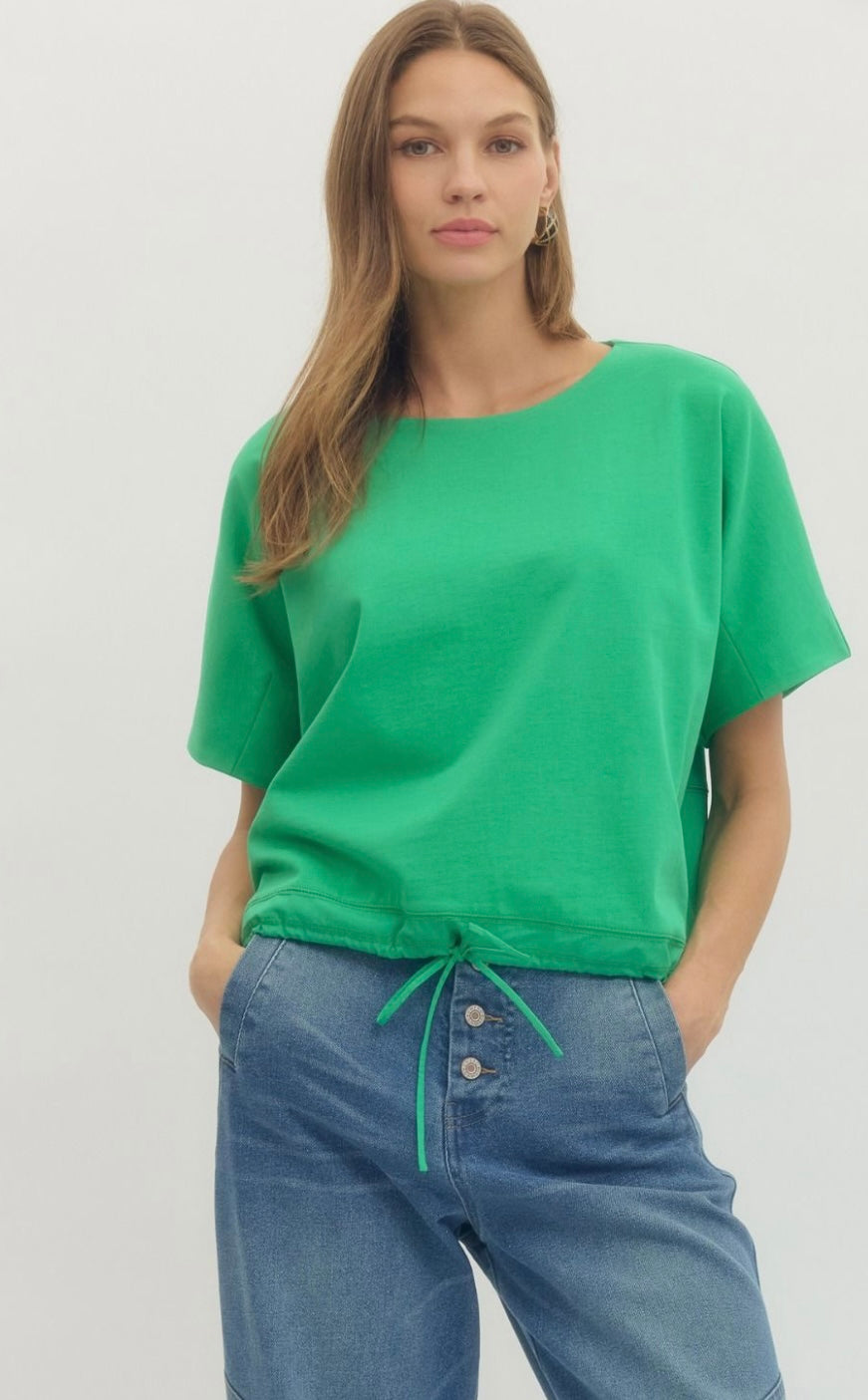 Solid Drawstring SS Top