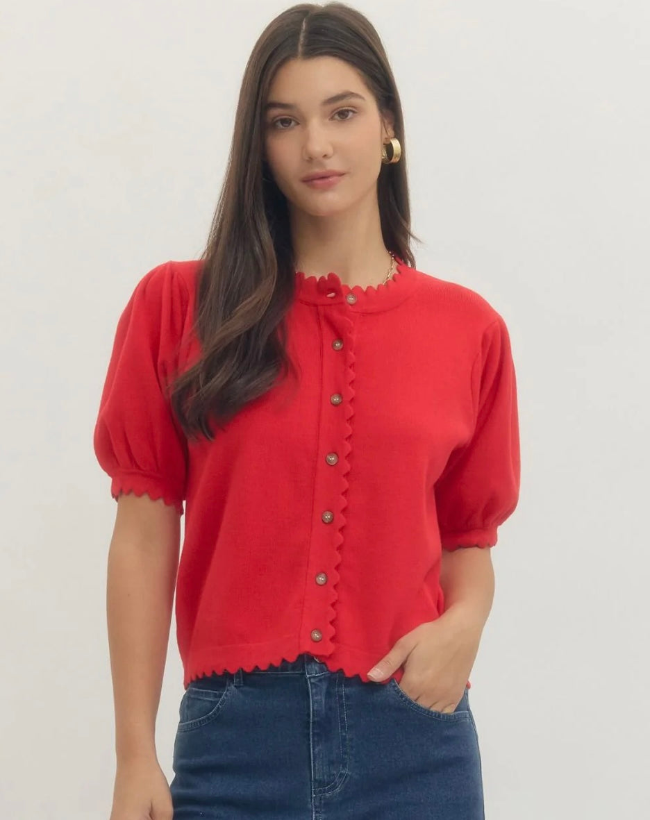 Scalloped Lightweight Sweater