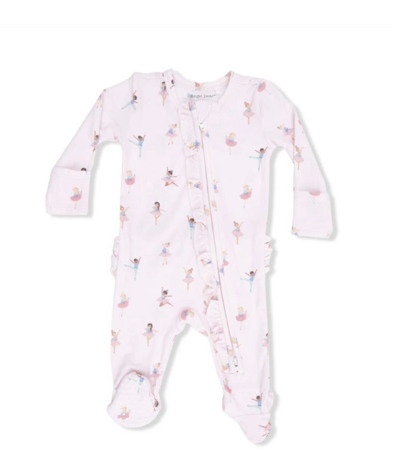 Petite Ballet 2 Way Ruffle Front Zipper Footie