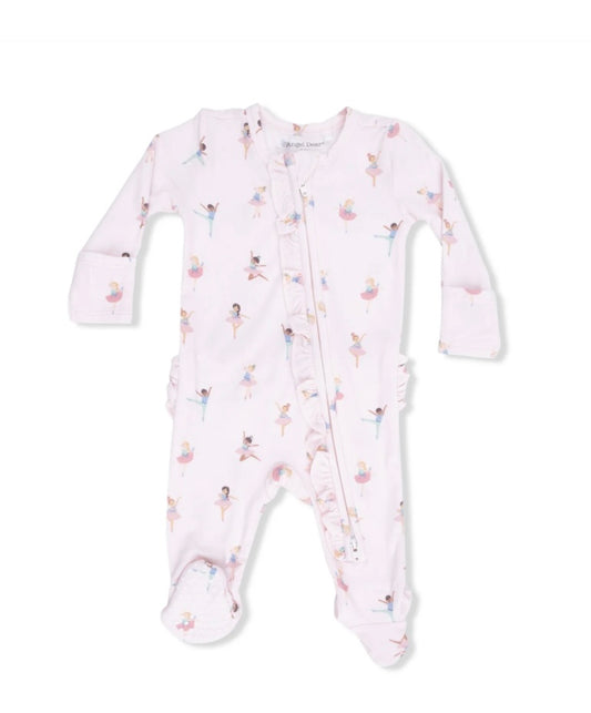 Petite Ballet 2 Way Ruffle Front Zipper Footie