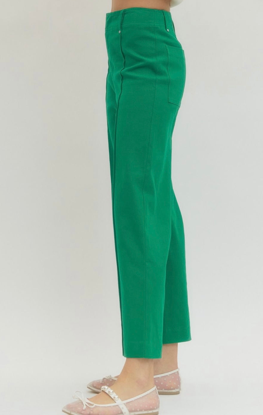 Wide Leg Pants with Front Seam Detail