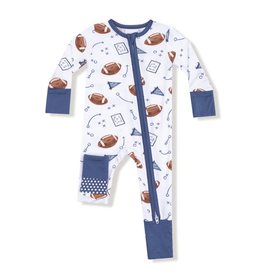 Angel Dear Touchdown Time-Navy 2way Zipper Romper