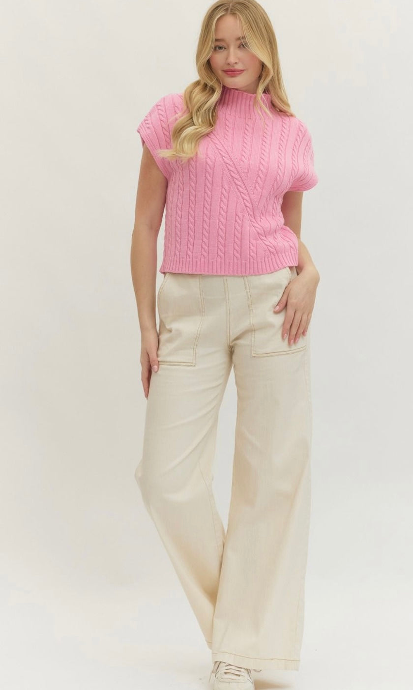 Cable Knit SS Sweater