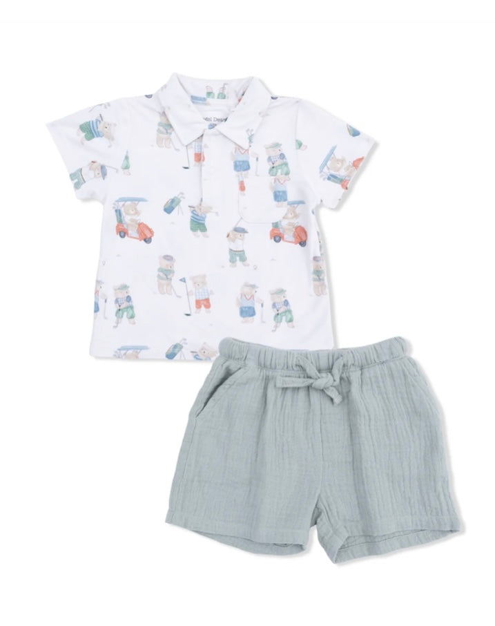 Golfing Teddy Bears Polo with Casual Short
