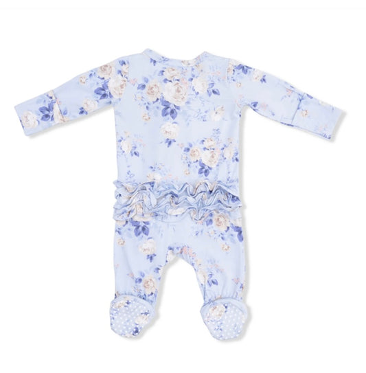 Ashley Rose Floral 2Way Ruffle Back Zipper Footie