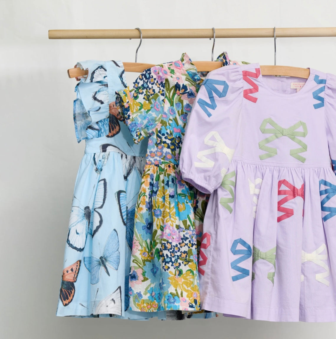 Girls “Autumn” Dress-Blue Large Sketches Floral