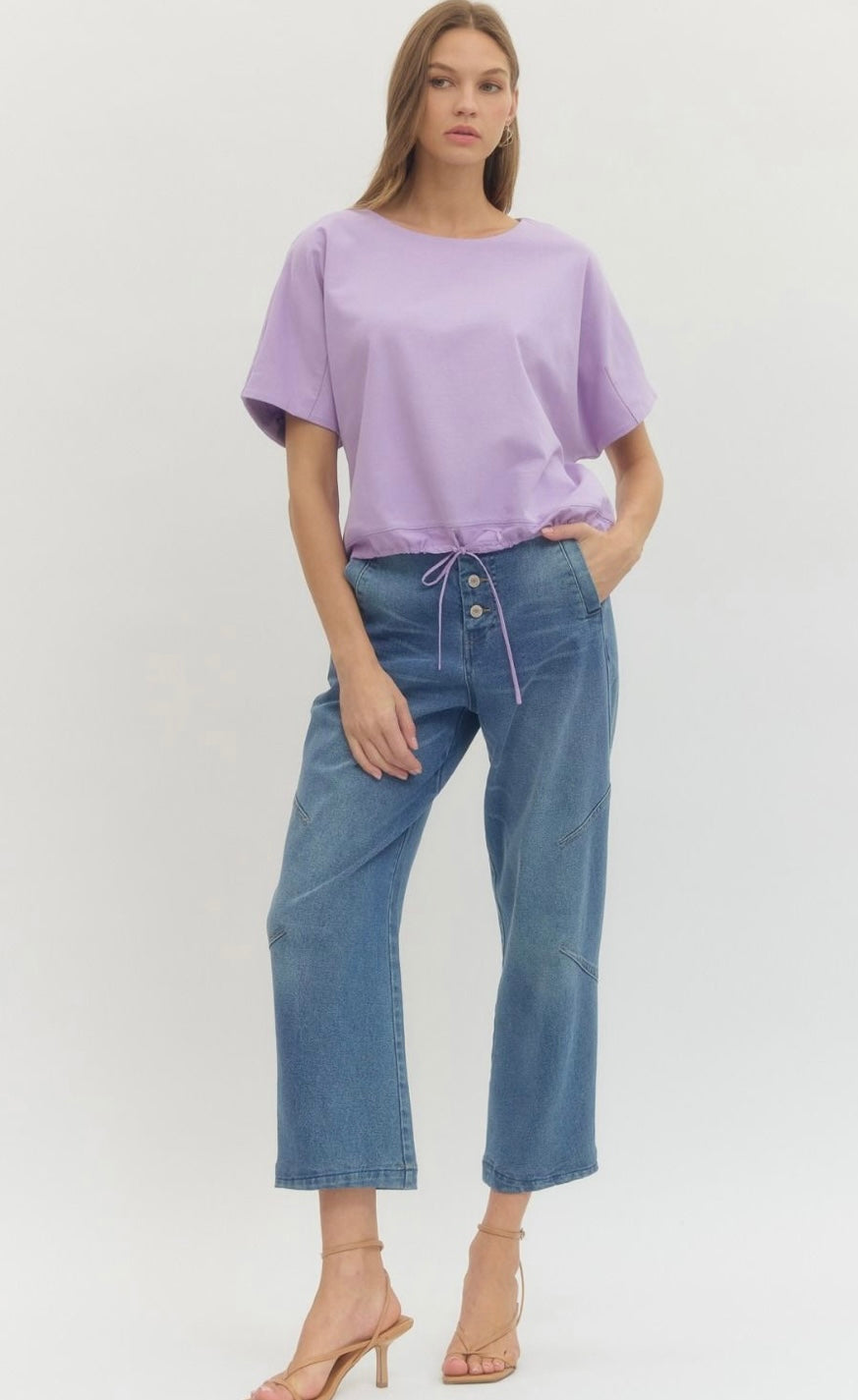 Solid Drawstring SS Top