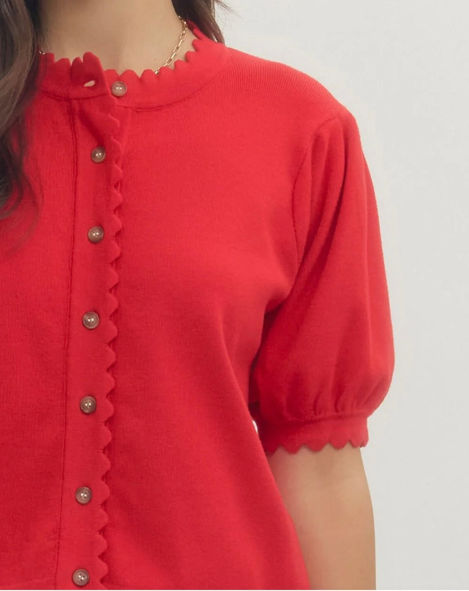 Scalloped Lightweight Sweater