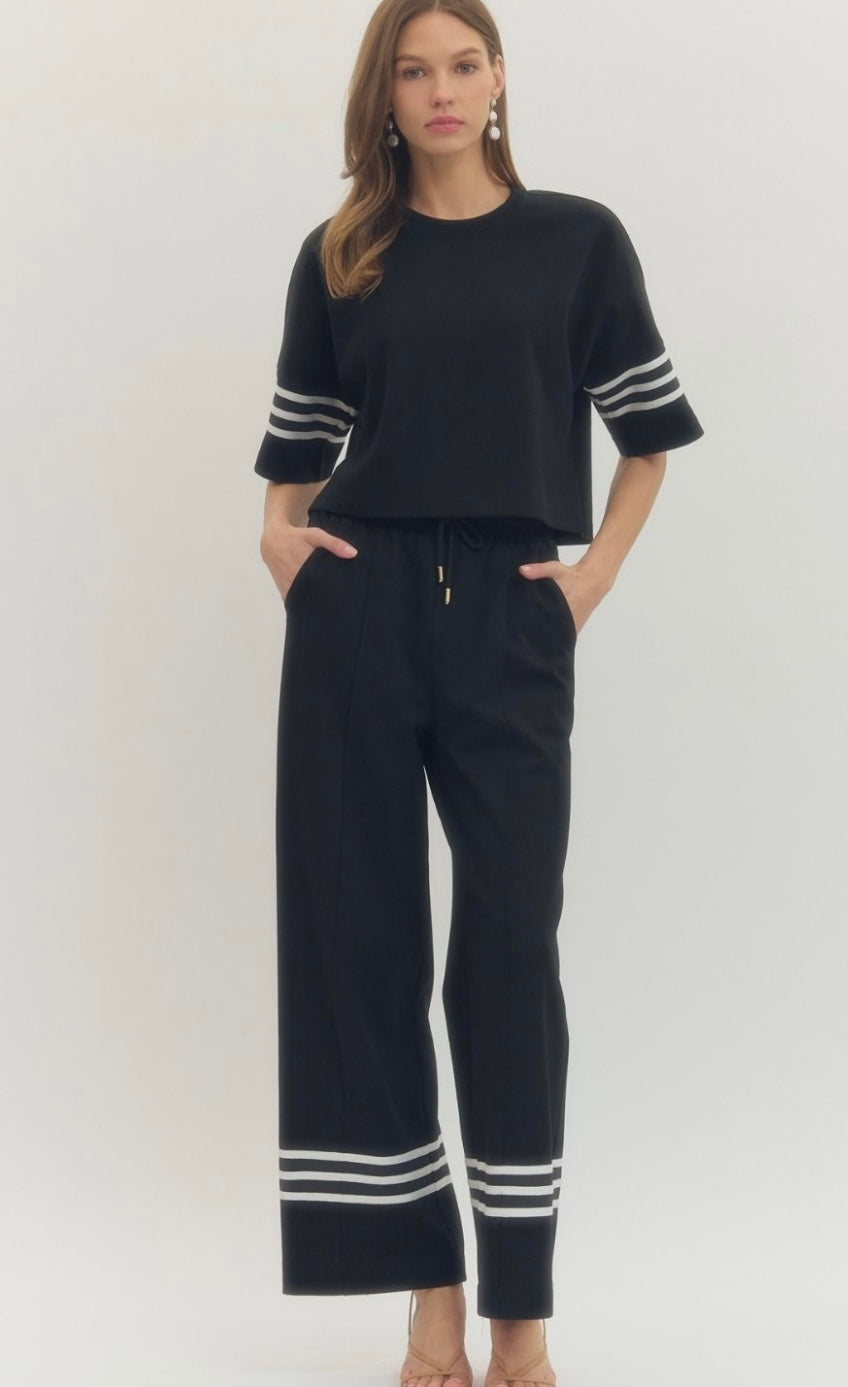 Knit pants with contrast detail