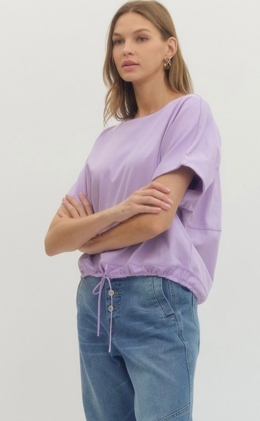 Solid Drawstring SS Top