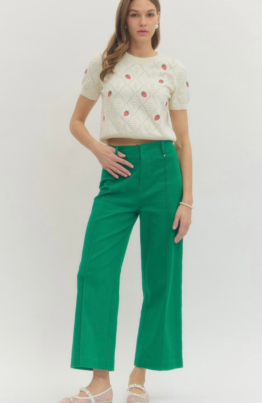 Wide Leg Pants with Front Seam Detail