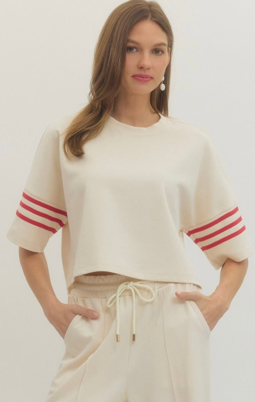 Knit pants with contrast detail