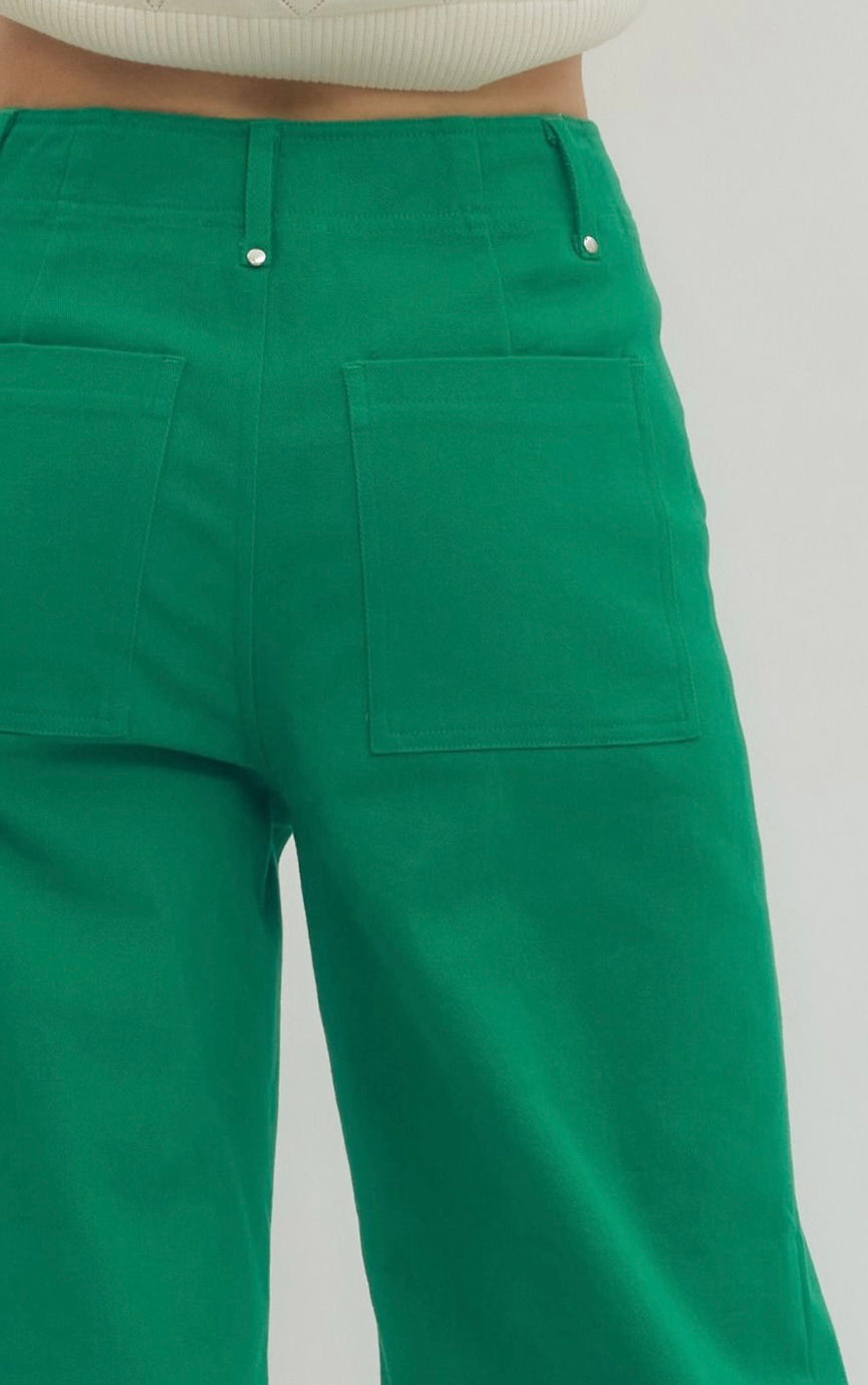 Wide Leg Pants with Front Seam Detail