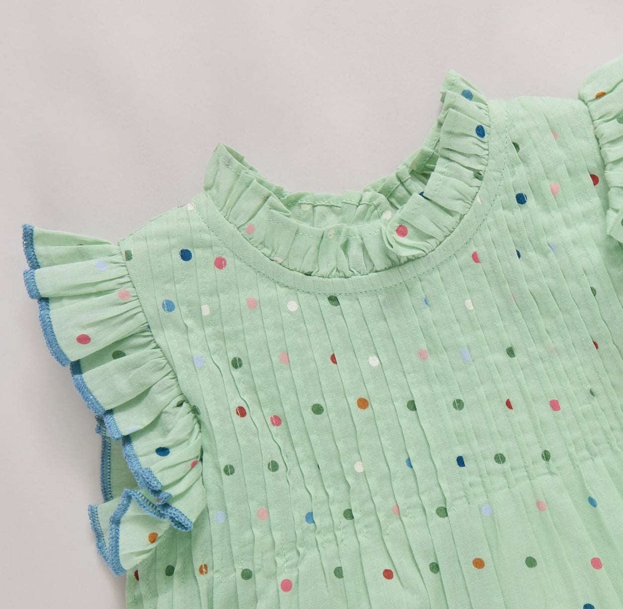 Jaipur Dress-Pastel Green Polka Dot