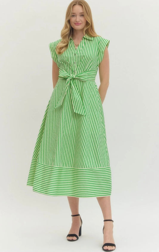Cap Sleeve Striped Dress