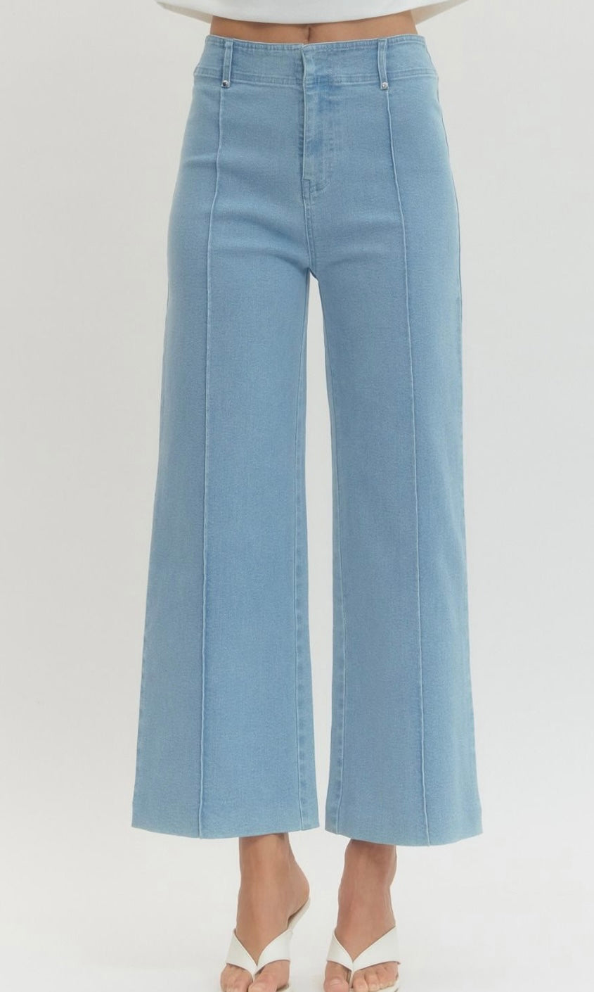 Wide Leg Pants with Front Seam Detail