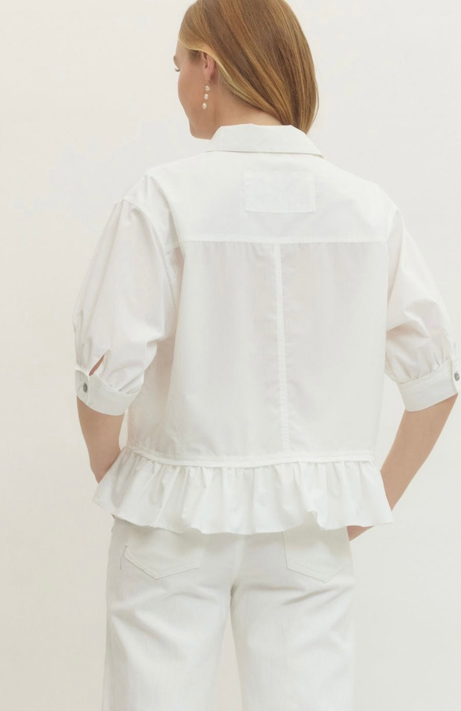 Solid Ruffle Hem Detail Top
