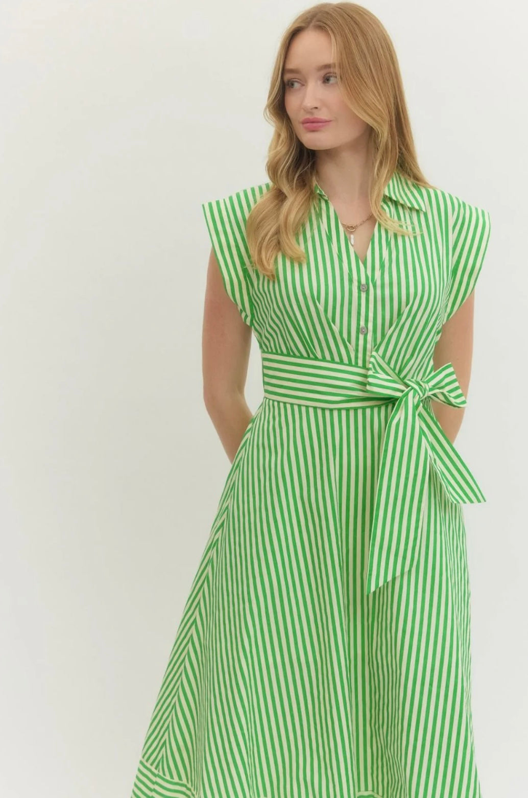 Cap Sleeve Striped Dress