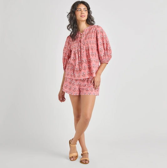 Womens Indira Top-Pink Strawflower