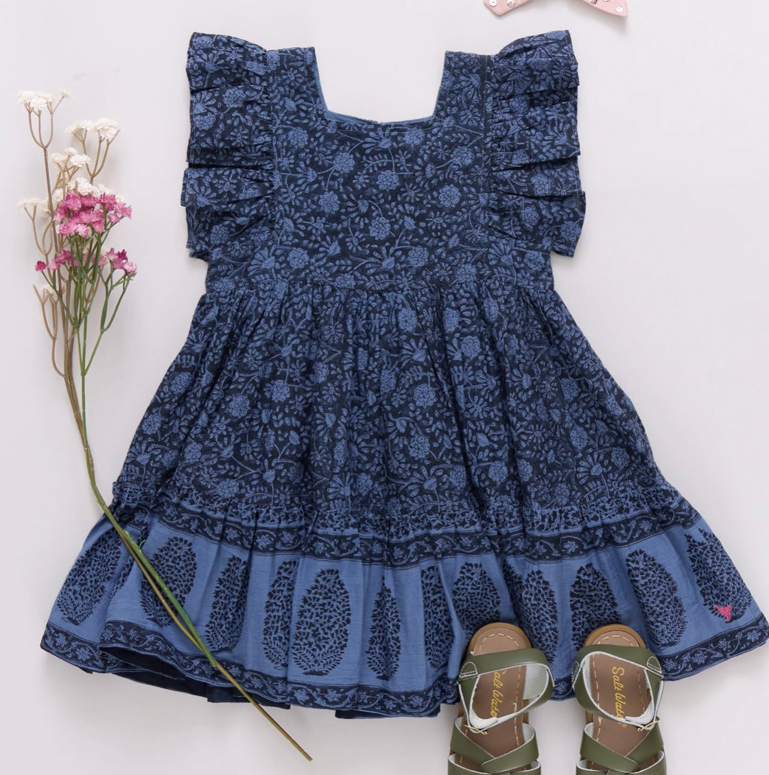 Elsie Dress-Steller Blue Garden Floral