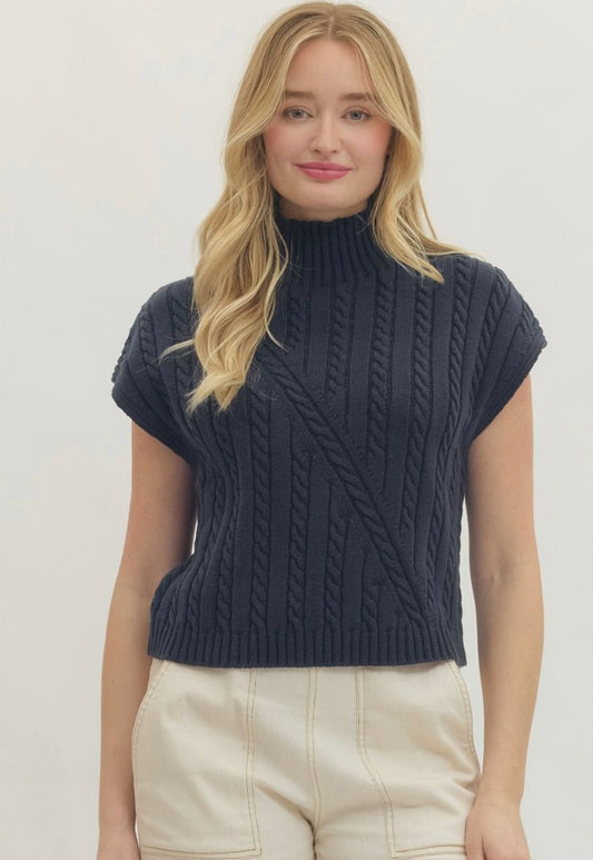 Cable Knit SS Sweater