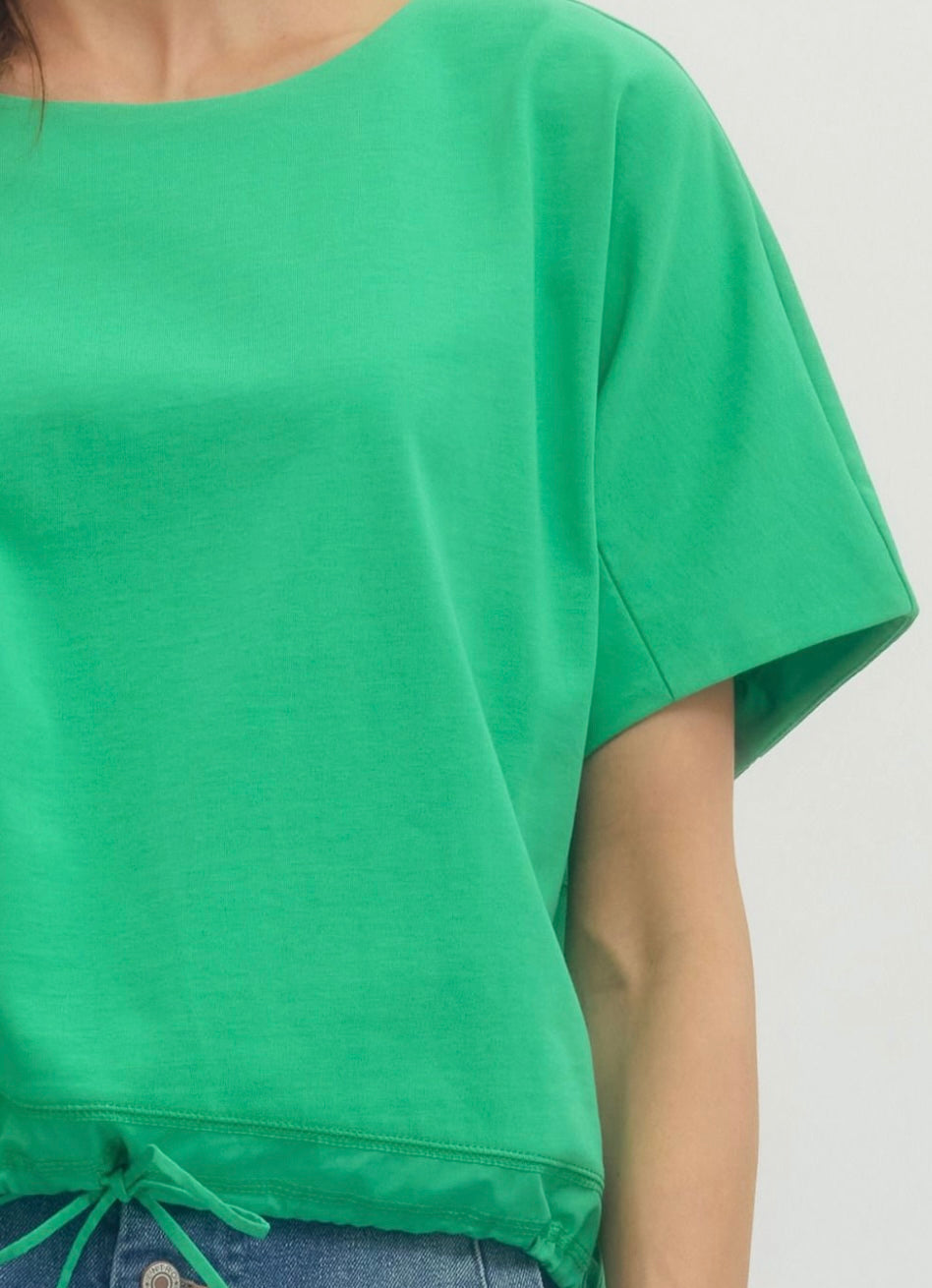 Solid Drawstring SS Top