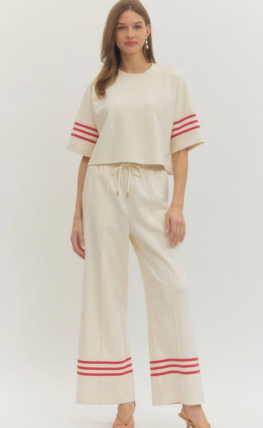 Knit pants with contrast detail