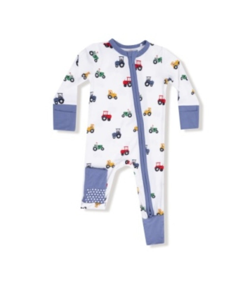 Angel Dear Mini Tractors 2Way Zipper Romper